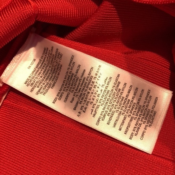 Herve Leger Bandage Bodycon Dress in Coral Poppy M - Picture 9 of 9